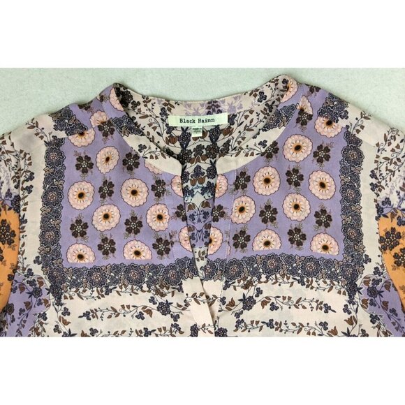 BLACK RAINN - WOMEN'S PINK FLORAL PRINT TUNIC TOP - SIZE L - Picture 4 of 7